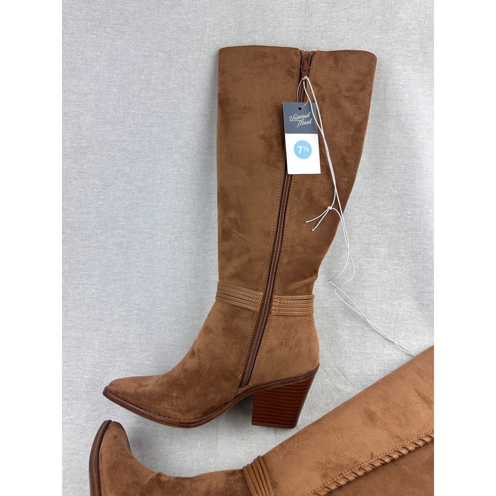 Universal Thread Womens Cognac Brown Faux Suede Tall Western Boots Size 7.5 NEW - Picture 5 of 6